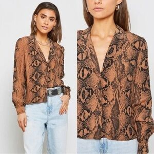 Topshop Brown and Black Snake Print Blouse
